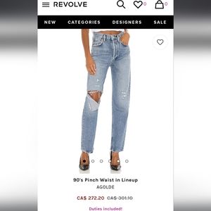 Agolde 90s Pinch Waist Jeans SOLD